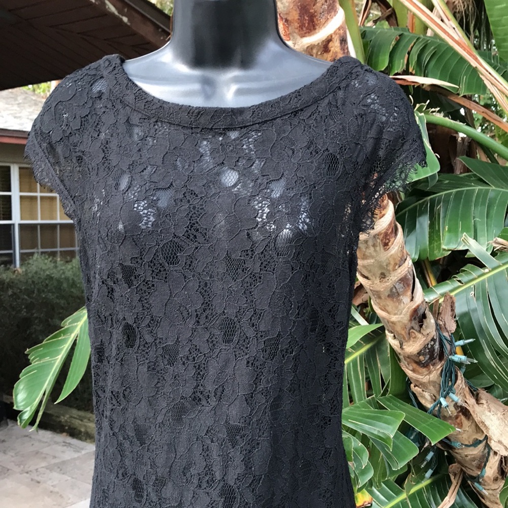 Vintage sheer lace dress with feather ruffle